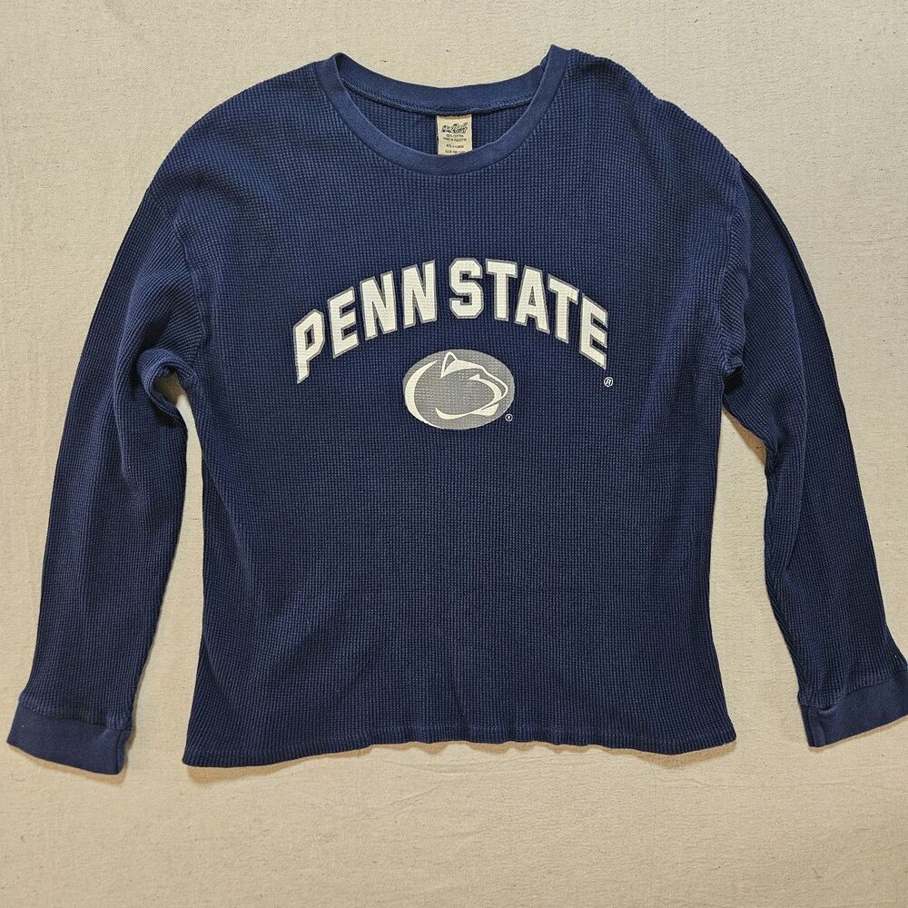 Vintage Y2K Penn State Nittany Lions Thermal Waffle Knit Shirt XL Blue